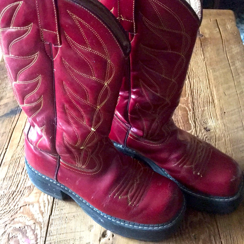 John Fluevog platform cowboy boots.